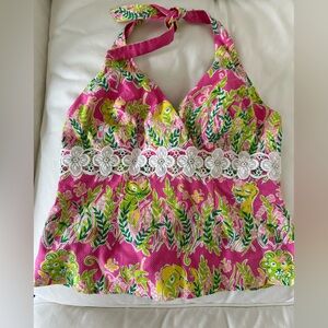 Lilly Pulitzer halter top with tie neck.